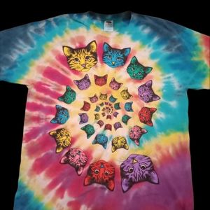 Vintage tie dye cat tee